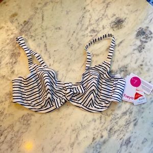 FREYA striped swim nautical bikini top 38D UK/US underwire plunge